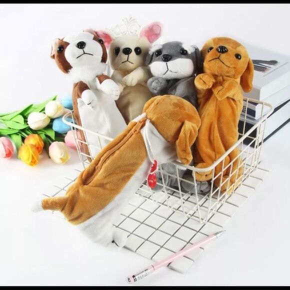 🔥🔥SALE🔥🔥🐾🐾ADORABLE Plush Puppy Pencil Pouch-Grey and White - Picture 2 of 6